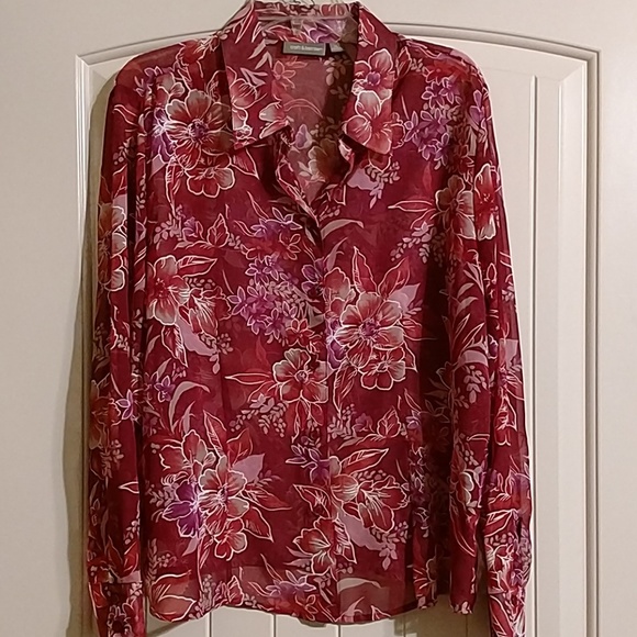 Croft & barrow semi sheer long sleeve top - Picture 1 of 6